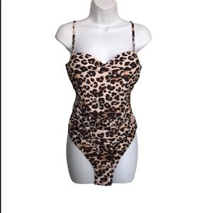 Leopard Print One Piece Convertible Cheeky Thong Monokini Swimsuit Size 1X